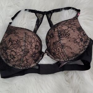 Victorias secret black nude lace padded 32D bra